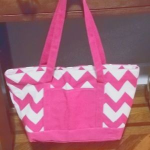 Canvas Tote Bag in Pink and White New